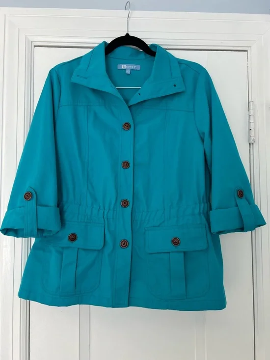 Koret Teal Utility Jacket with Button Front Size 12 - Picture 2 of 6
